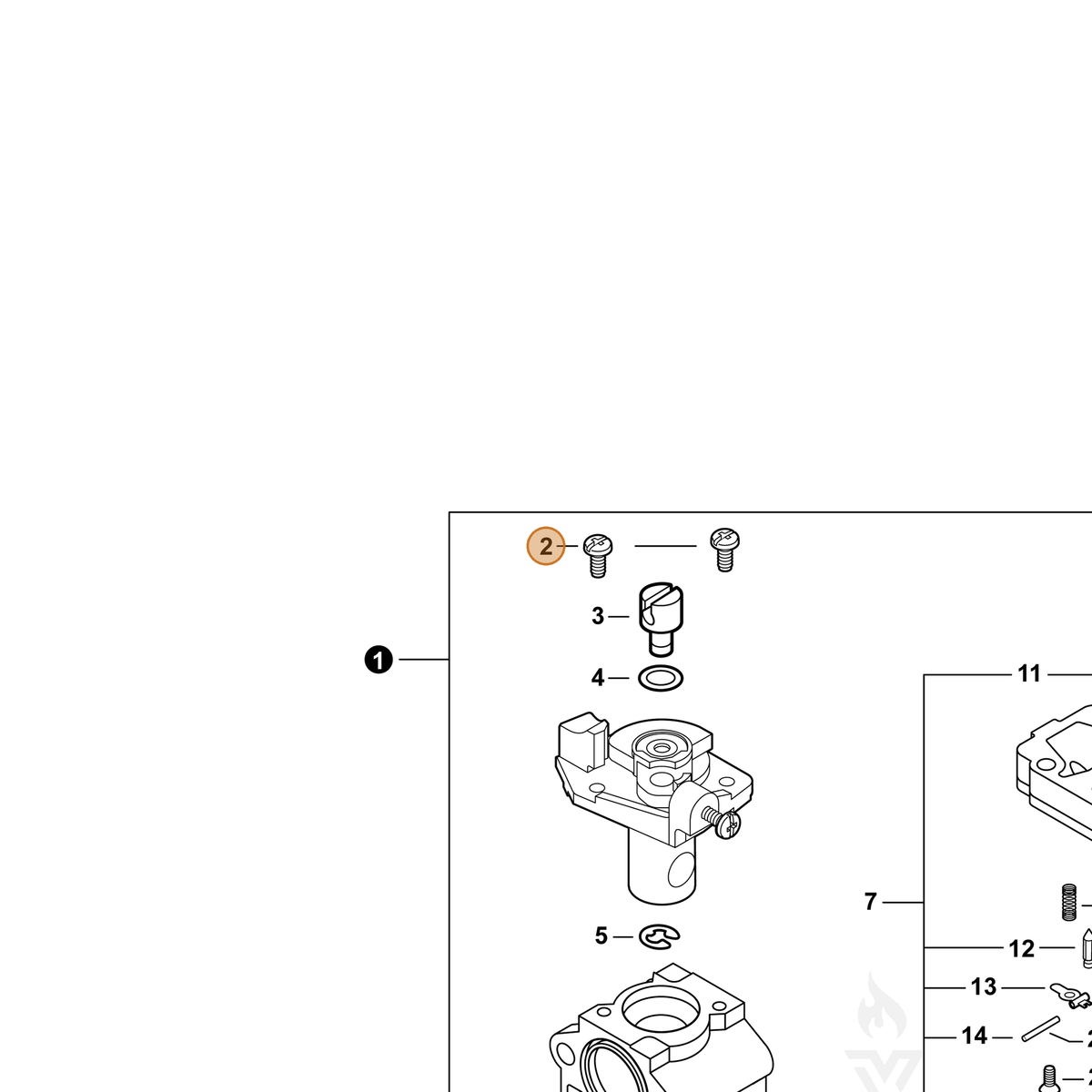 ECHO part P003002400 — IPL diagram snippet (6x zoom, amber highlight)