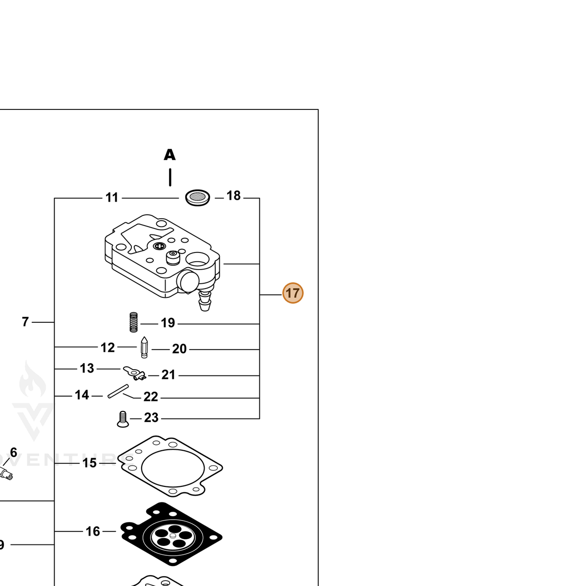 ECHO part P003002410 — IPL diagram snippet (6x zoom, amber highlight)