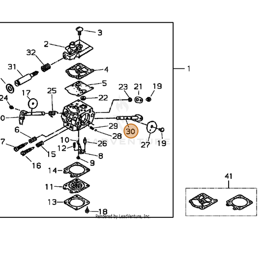 Echo part P003003040 — IPL diagram snippet (6x zoom, amber highlight)