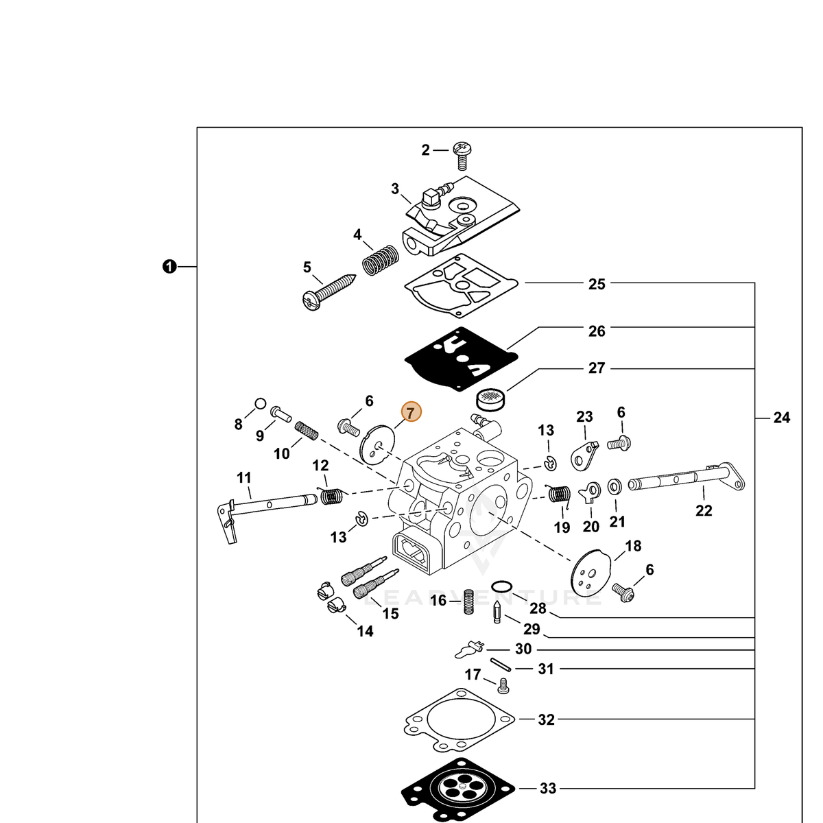 ECHO part P003003240 — IPL diagram snippet (6x zoom, amber highlight)