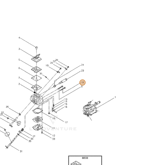 Echo part P003003310 — IPL diagram snippet (6x zoom, amber highlight)