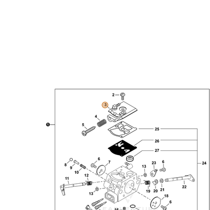 ECHO part P003003360 — IPL diagram snippet (6x zoom, amber highlight)