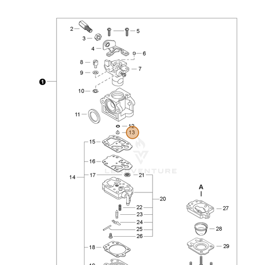 Echo part P003003460 — IPL diagram snippet (6x zoom, amber highlight)