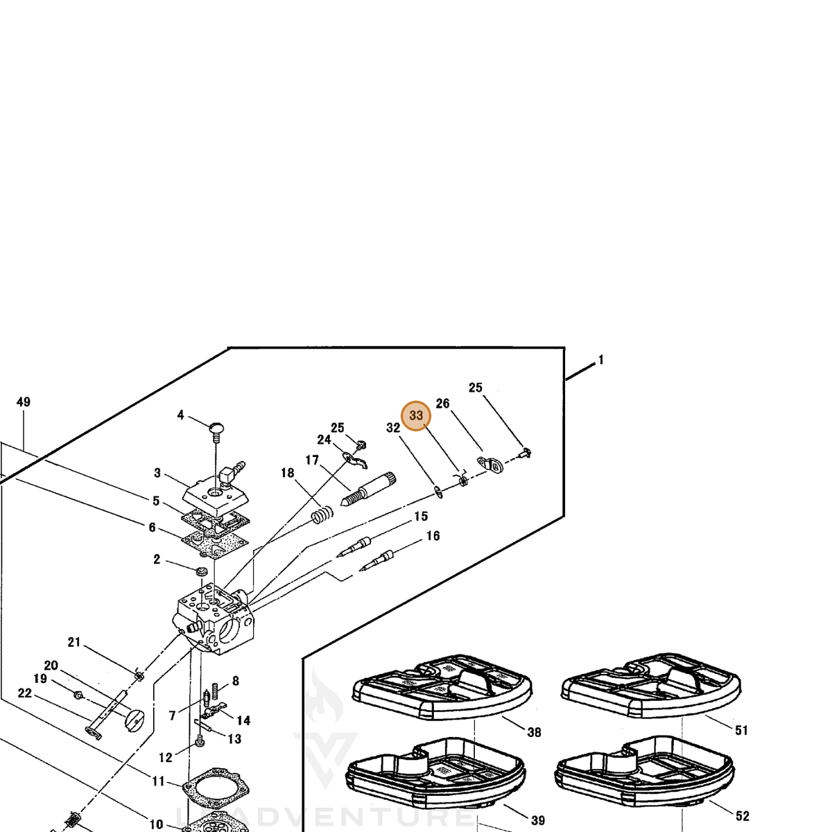 Echo part P003003510 — IPL diagram snippet (6x zoom, amber highlight)