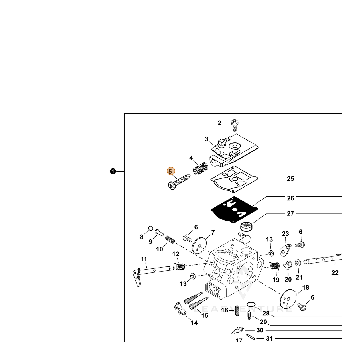 ECHO part P003003650 — IPL diagram snippet (6x zoom, amber highlight)