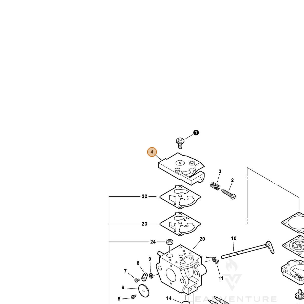 ECHO part P003003830 — IPL diagram snippet (6x zoom, amber highlight)