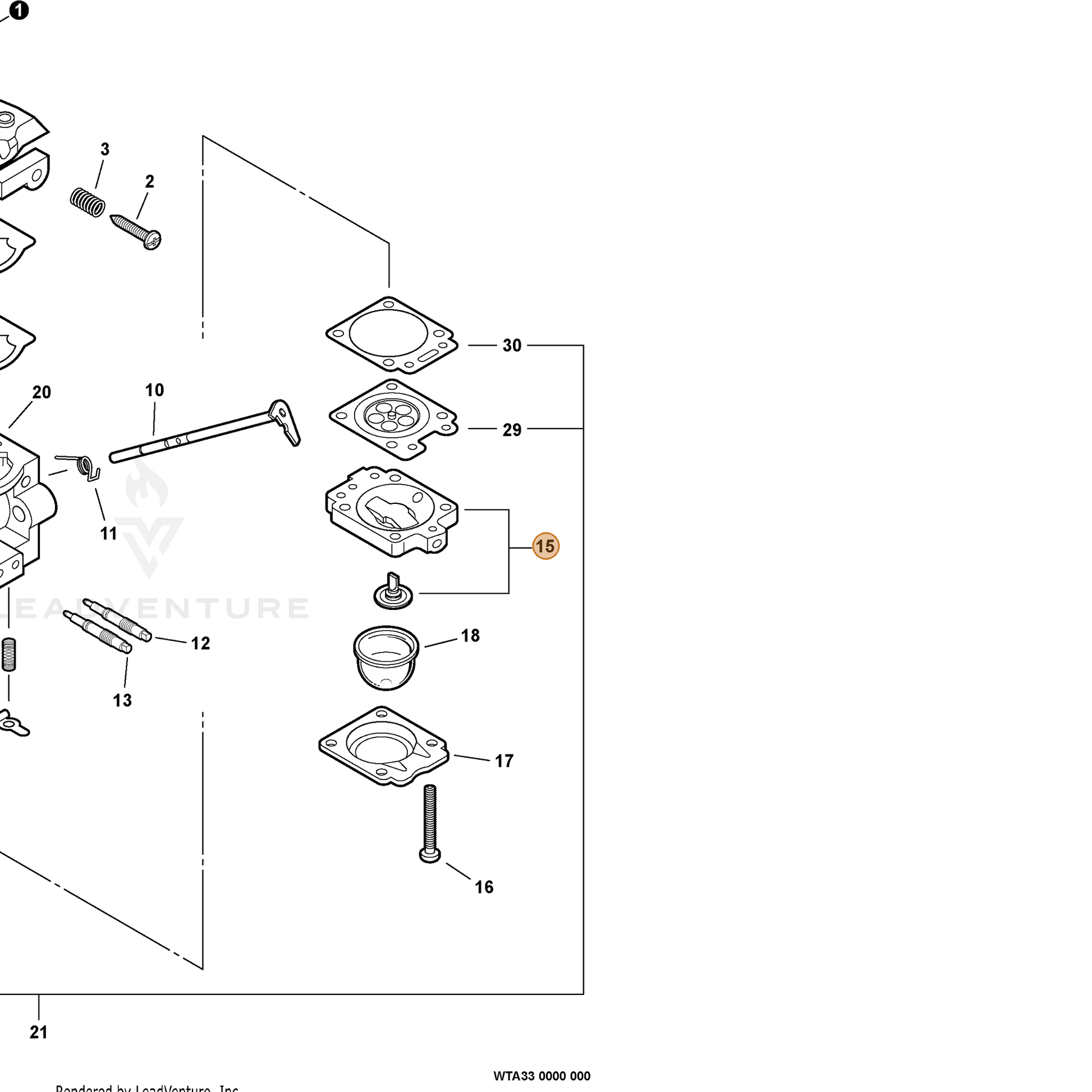 ECHO part P003003850 — IPL diagram snippet (6x zoom, amber highlight)