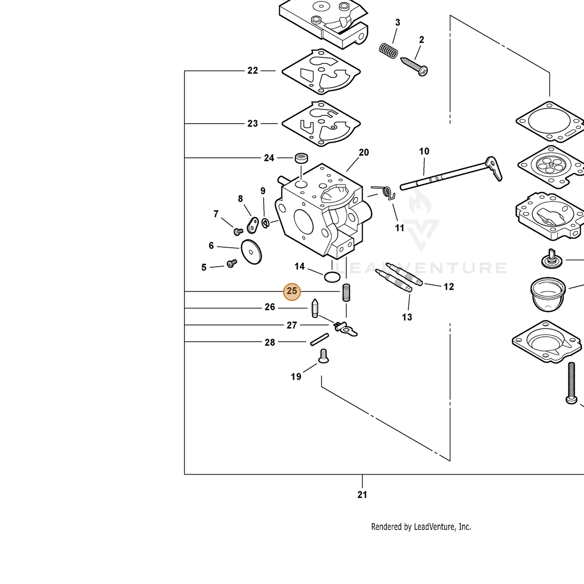 ECHO part P003003860 — IPL diagram snippet (6x zoom, amber highlight)