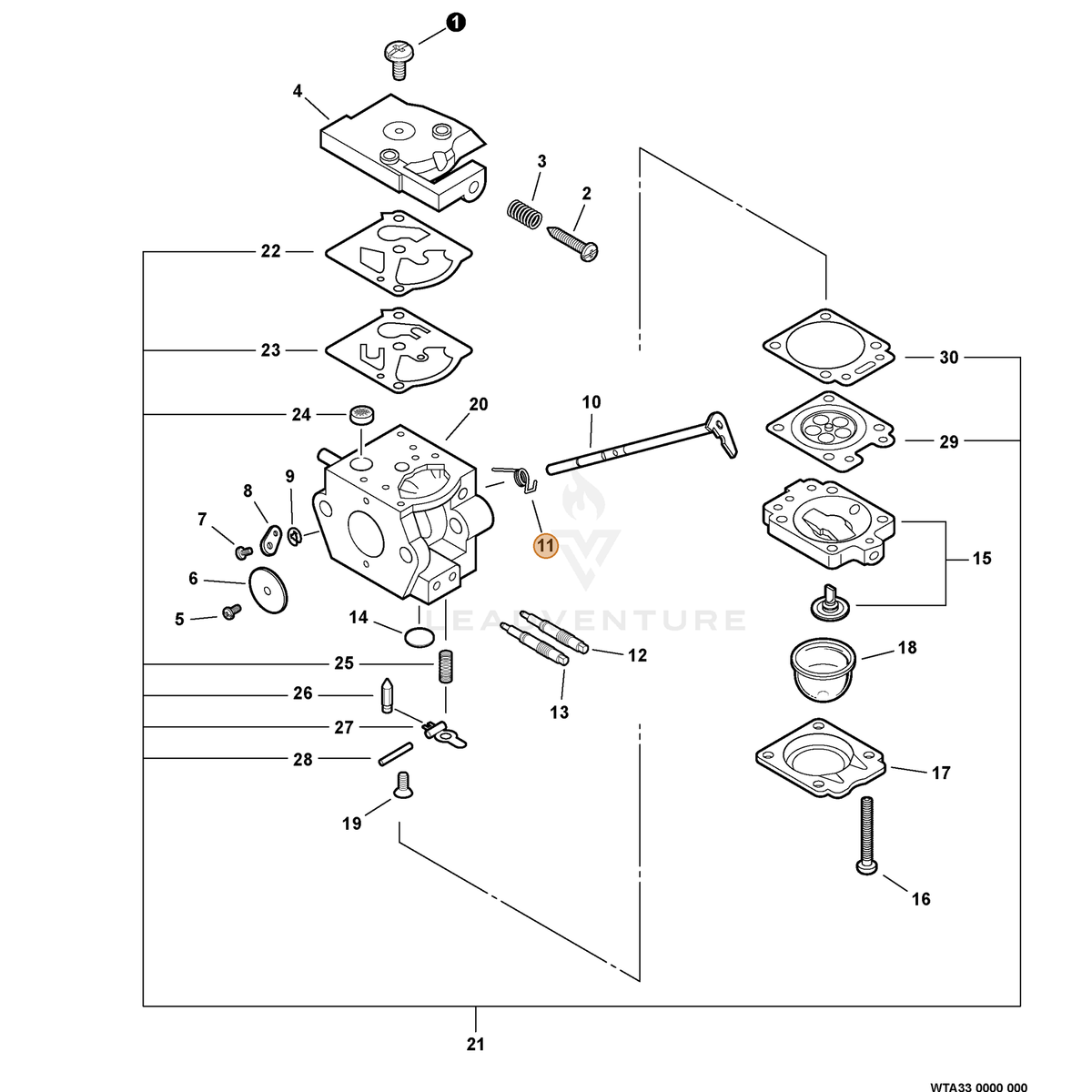 ECHO part P003003890 — IPL diagram snippet (6x zoom, amber highlight)
