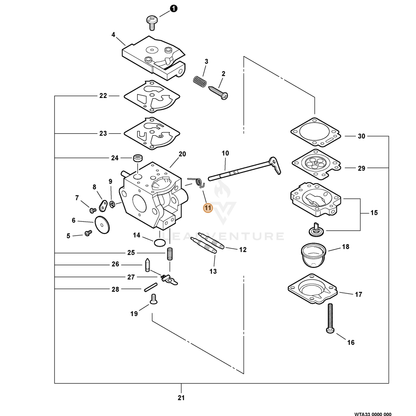 ECHO part P003003890 — IPL diagram snippet (6x zoom, amber highlight)