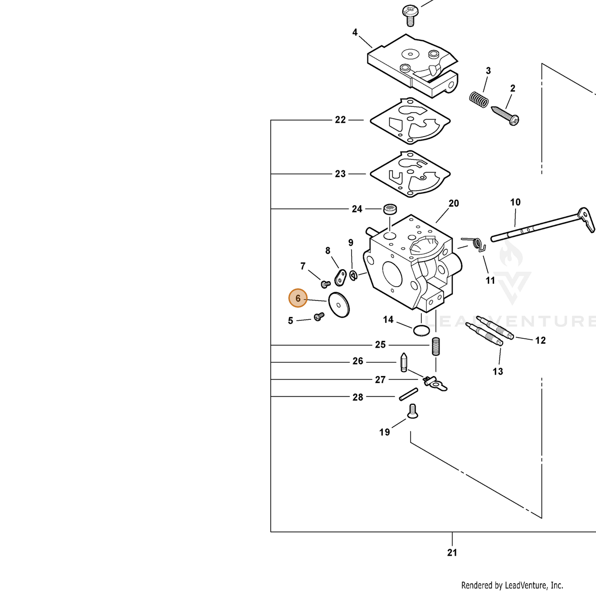 ECHO part P003003900 — IPL diagram snippet (6x zoom, amber highlight)
