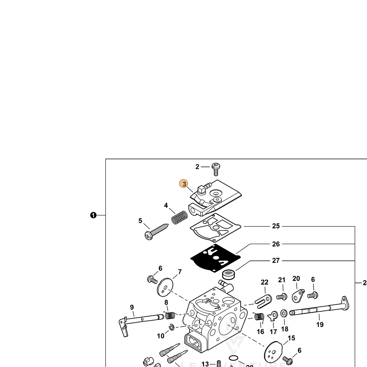 ECHO part P003003930 — IPL diagram snippet (6x zoom, amber highlight)