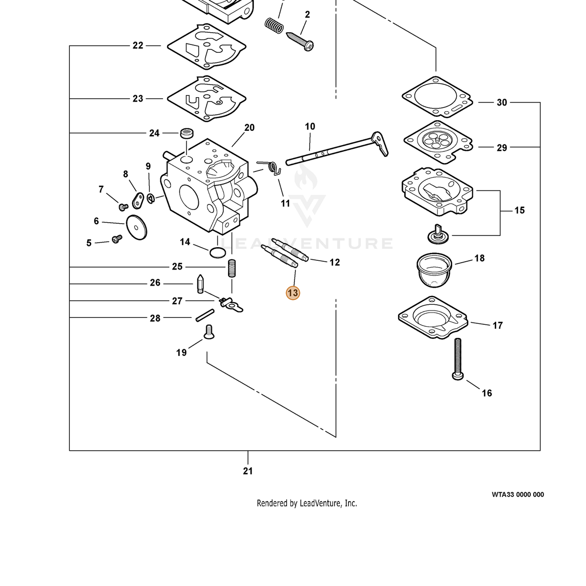 ECHO part P003004010 — IPL diagram snippet (6x zoom, amber highlight)