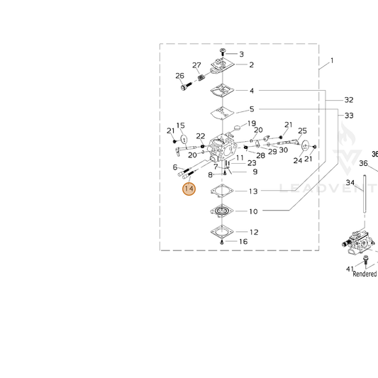 Echo part P003004180 — IPL diagram snippet (6x zoom, amber highlight)