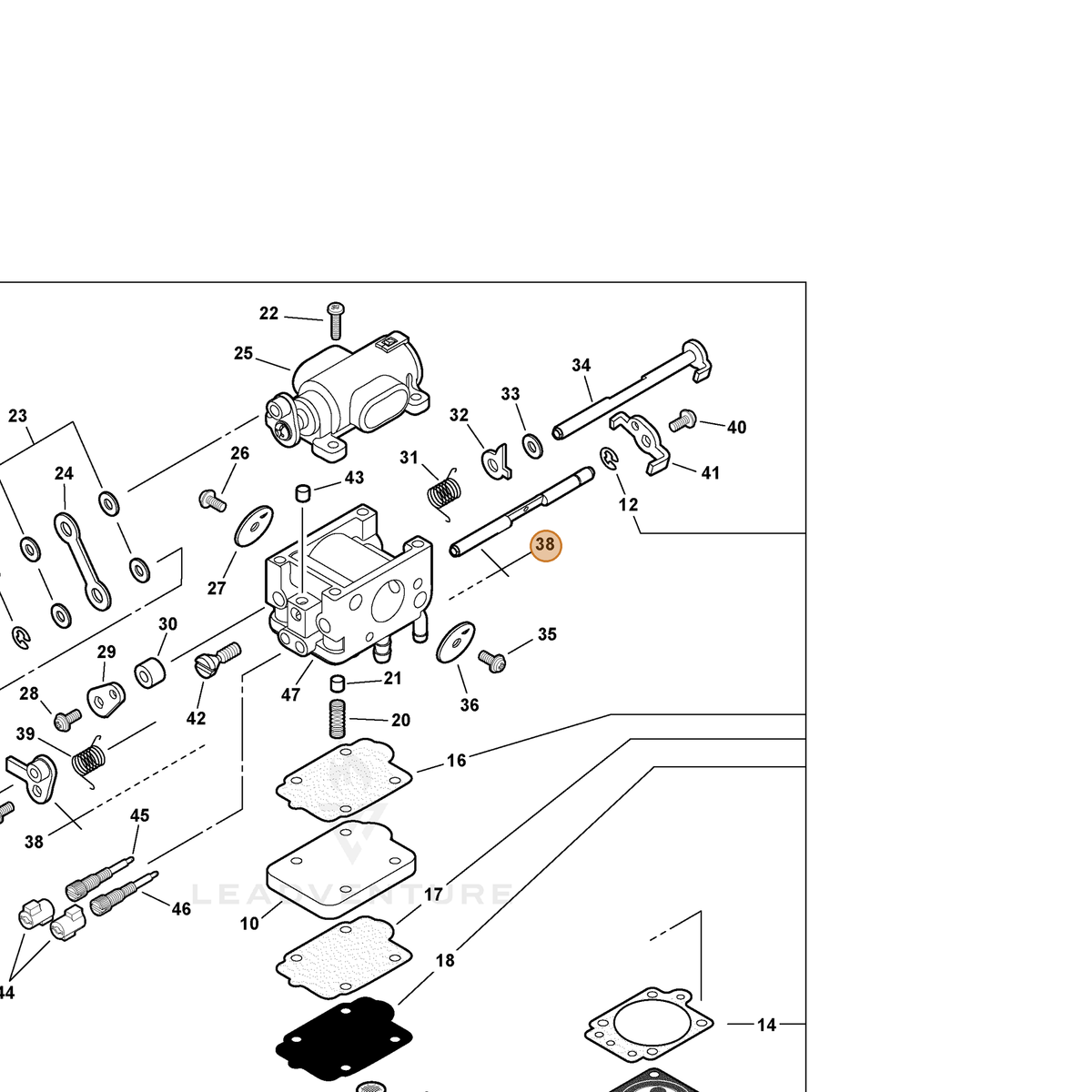 ECHO part P003004260 — IPL diagram snippet (6x zoom, amber highlight)