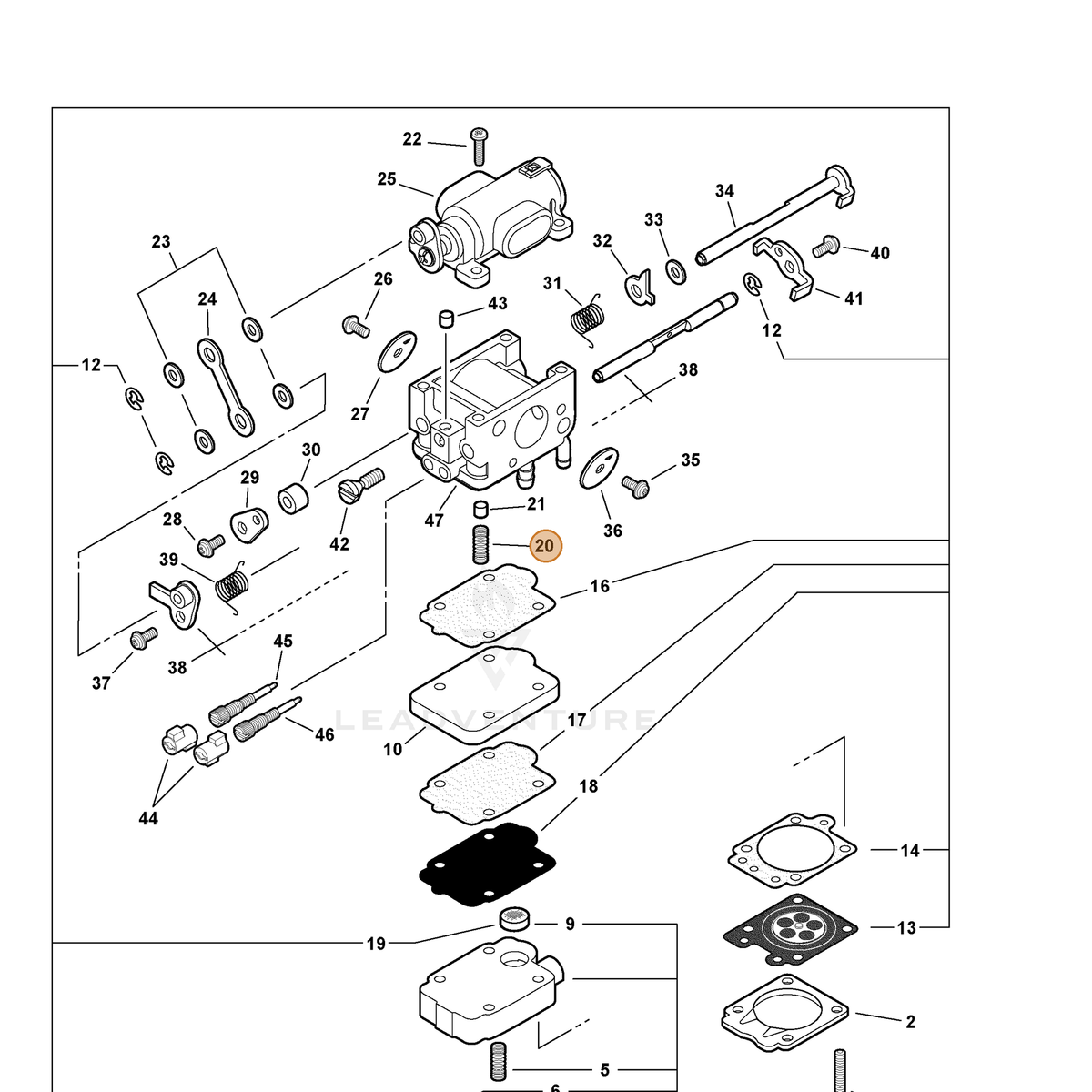 ECHO part P003004300 — IPL diagram snippet (6x zoom, amber highlight)