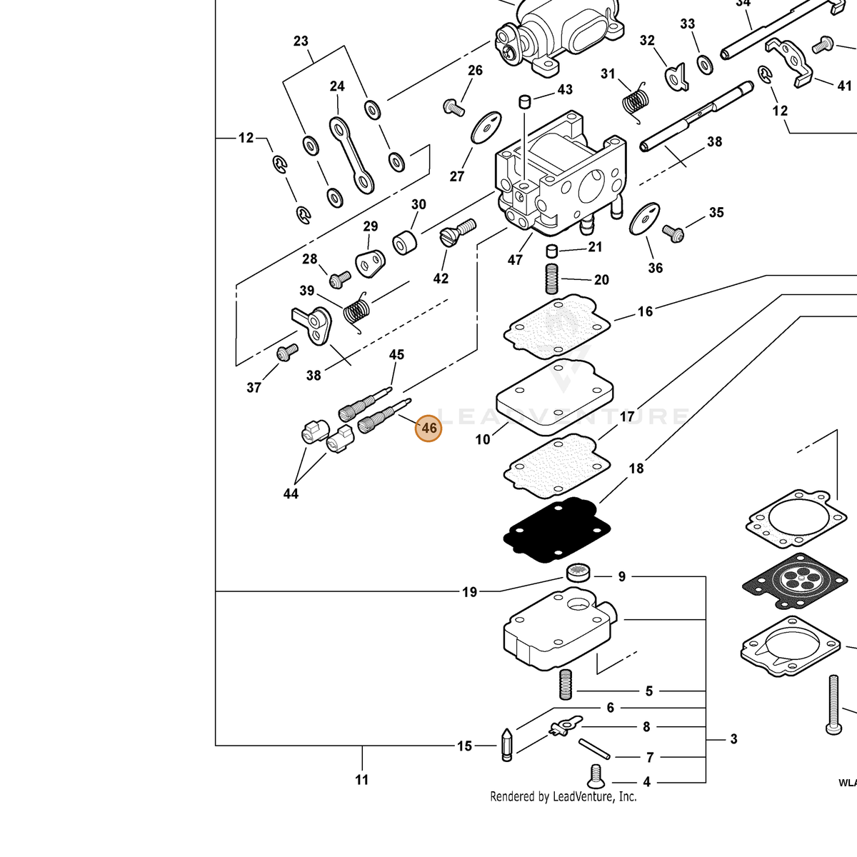 ECHO part P003004310 — IPL diagram snippet (6x zoom, amber highlight)