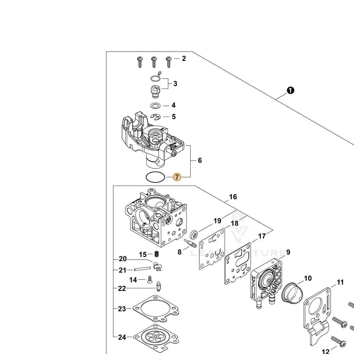 ECHO part P003004480 — IPL diagram snippet (6x zoom, amber highlight)
