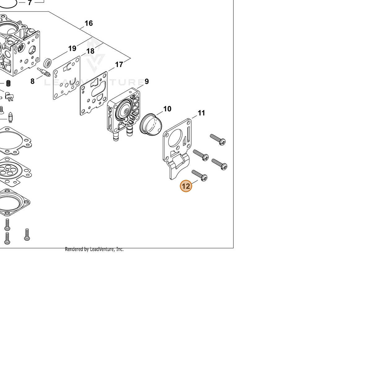 ECHO part P003004570 — IPL diagram snippet (6x zoom, amber highlight)