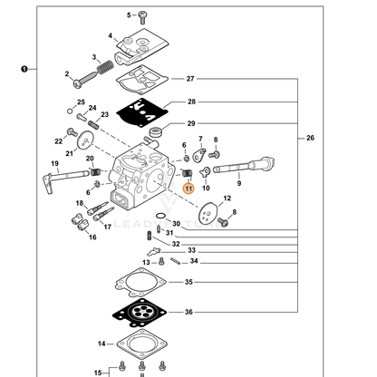 ECHO part P003004780 — IPL diagram snippet (6x zoom, amber highlight)