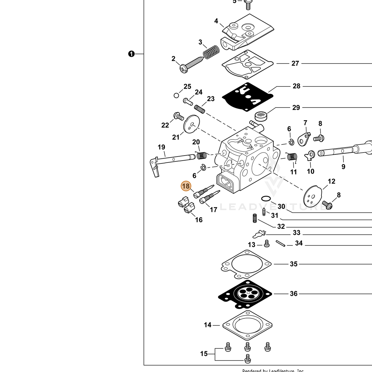 ECHO part P003004820 — IPL diagram snippet (6x zoom, amber highlight)