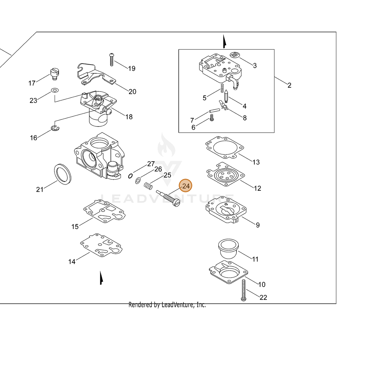ECHO part P003004990 — IPL diagram snippet (6x zoom, amber highlight)