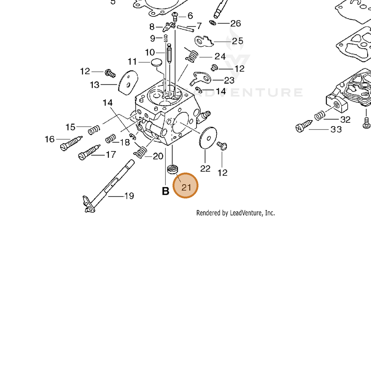 ECHO part P003005040 — IPL diagram snippet (6x zoom, amber highlight)