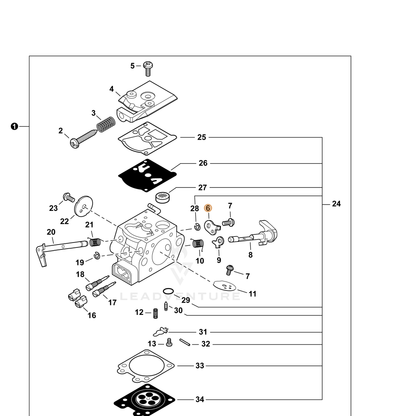 ECHO part P003005080 — IPL diagram snippet (6x zoom, amber highlight)