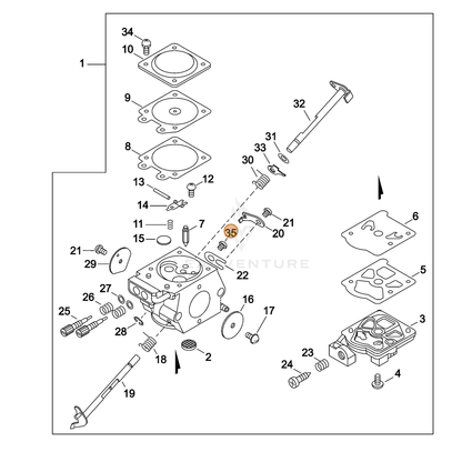 ECHO part P003005120 — IPL diagram snippet (6x zoom, amber highlight)