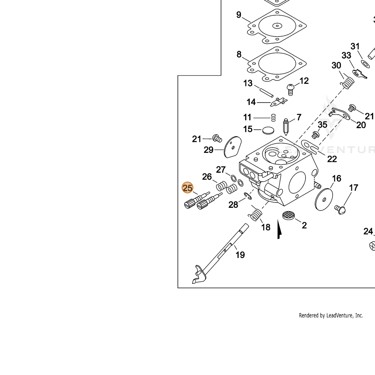 ECHO part P003005220 — IPL diagram snippet (6x zoom, amber highlight)