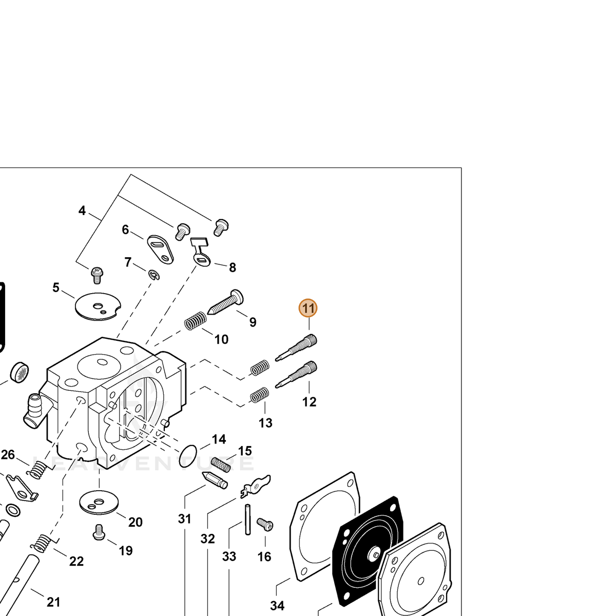 ECHO part P003005290 — IPL diagram snippet (6x zoom, amber highlight)