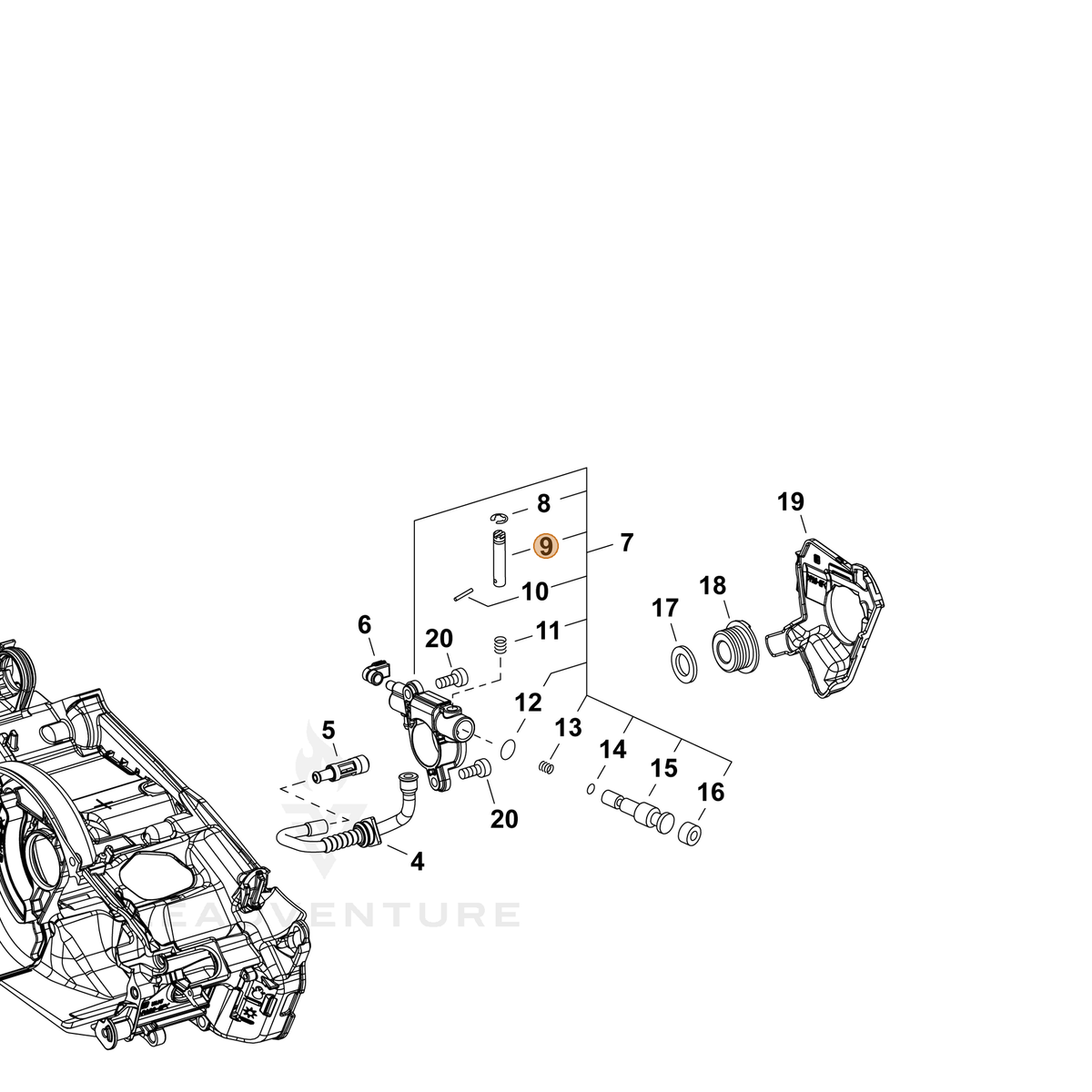 ECHO part P003005430 — IPL diagram snippet (6x zoom, amber highlight)