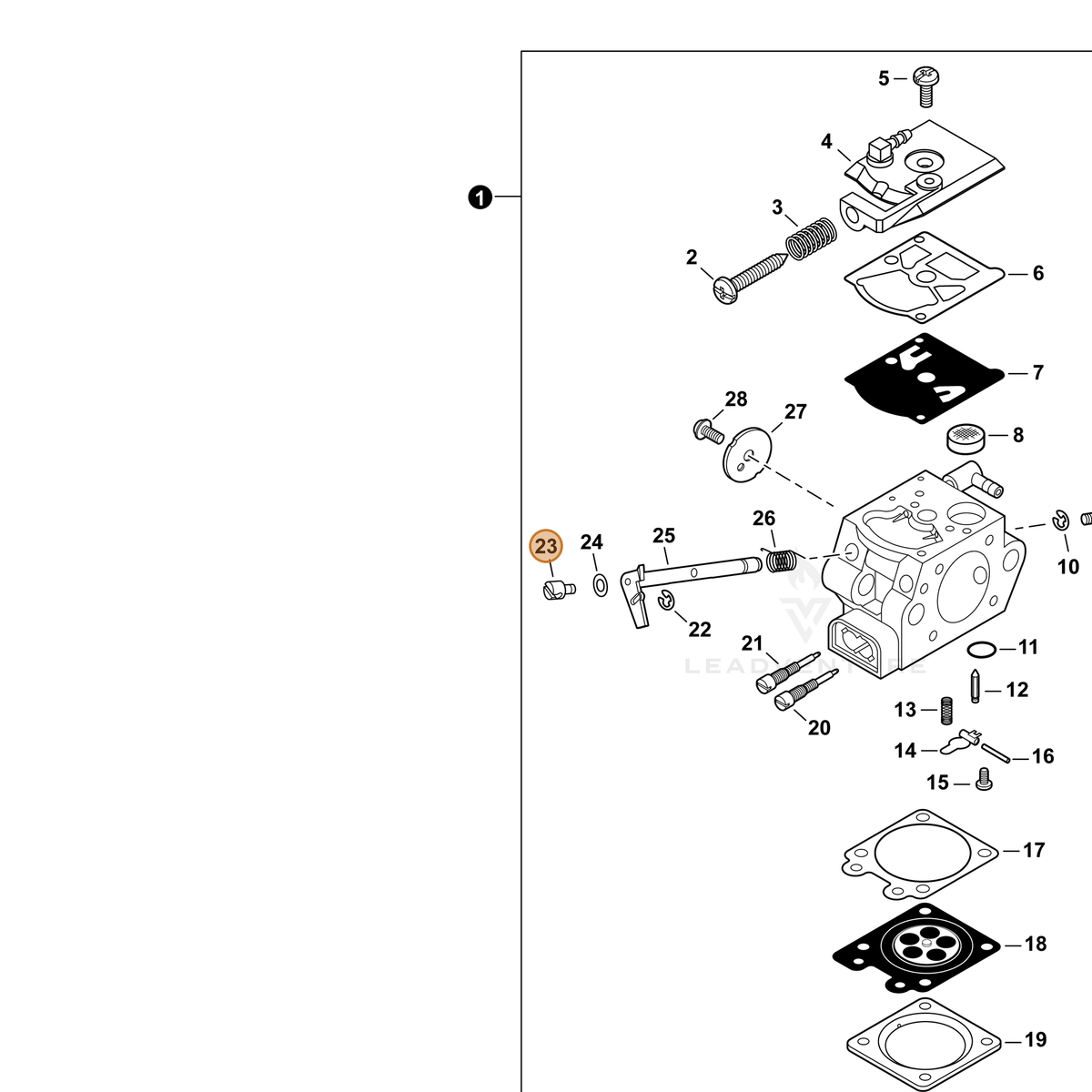 ECHO part P003005460 — IPL diagram snippet (6x zoom, amber highlight)