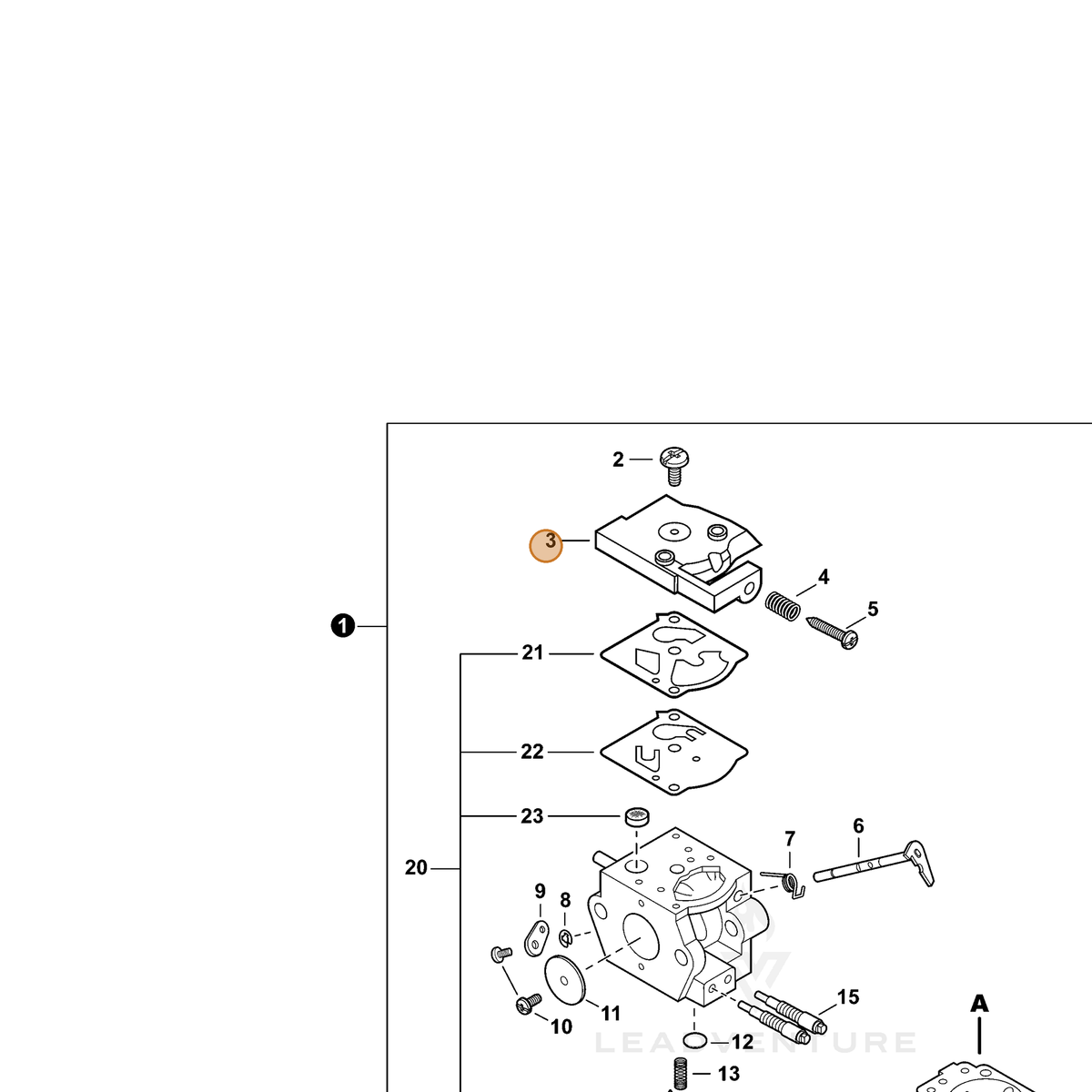 ECHO part P003005520 — IPL diagram snippet (6x zoom, amber highlight)