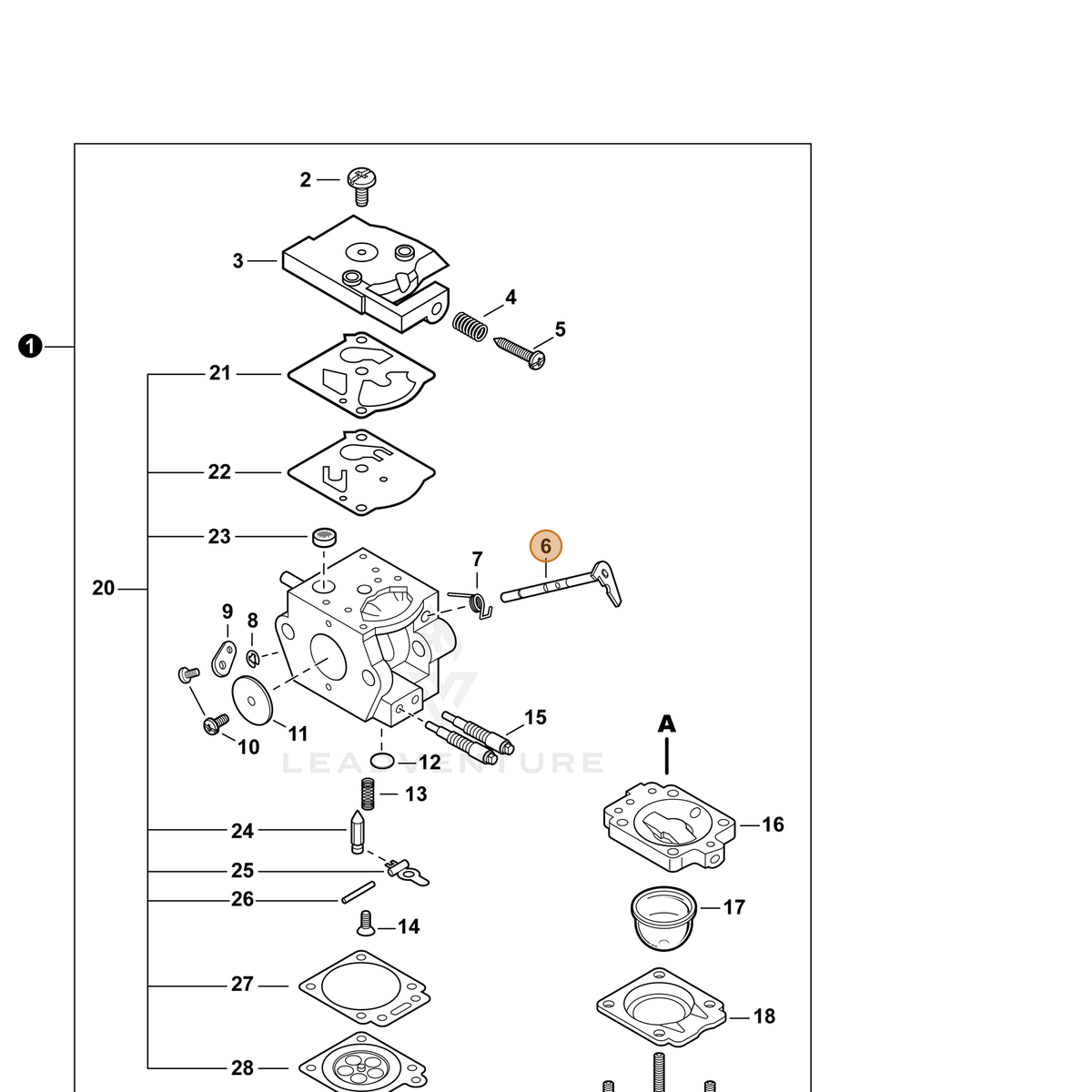 ECHO part P003005530 — IPL diagram snippet (6x zoom, amber highlight)