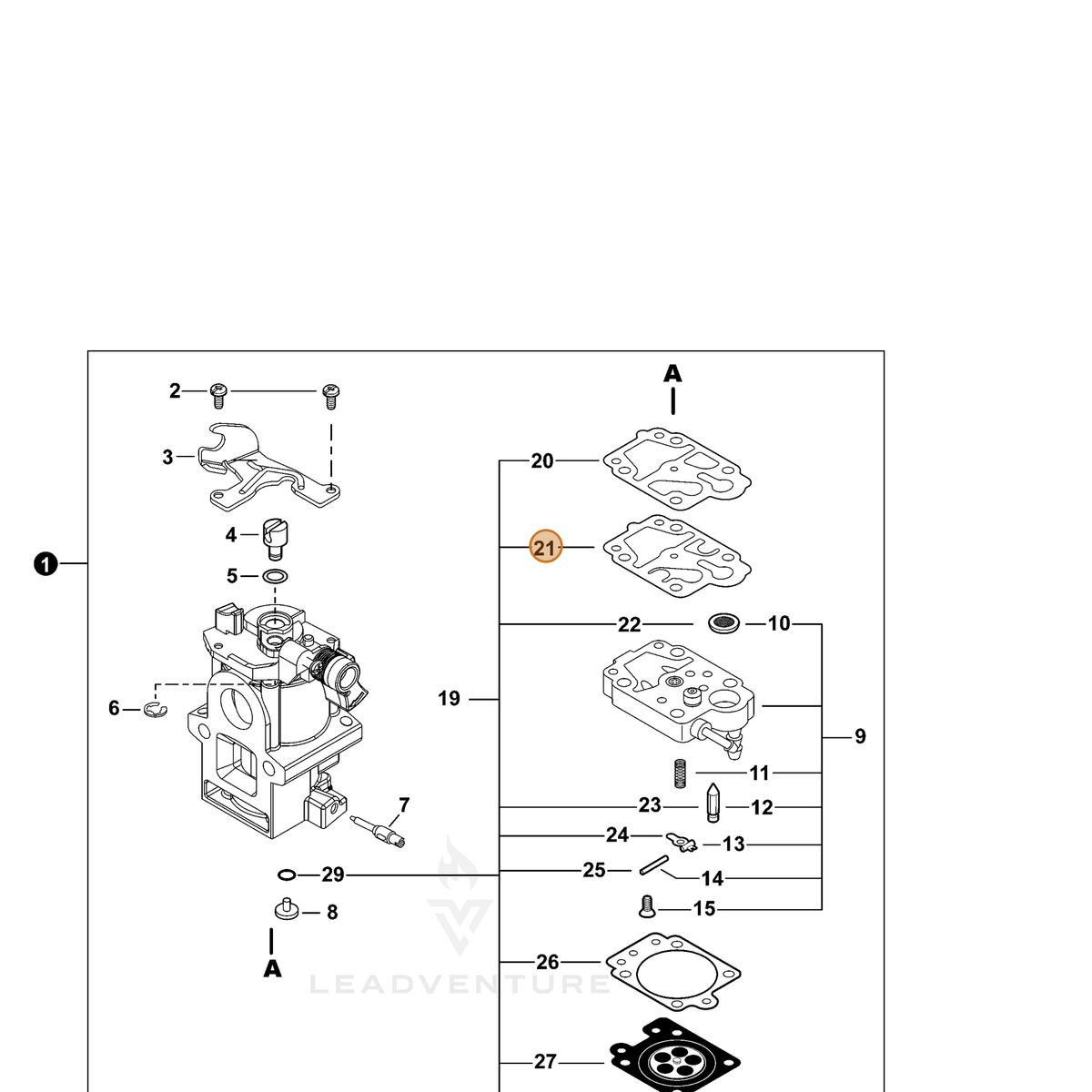 ECHO part P003005650 — IPL diagram snippet (6x zoom, amber highlight)