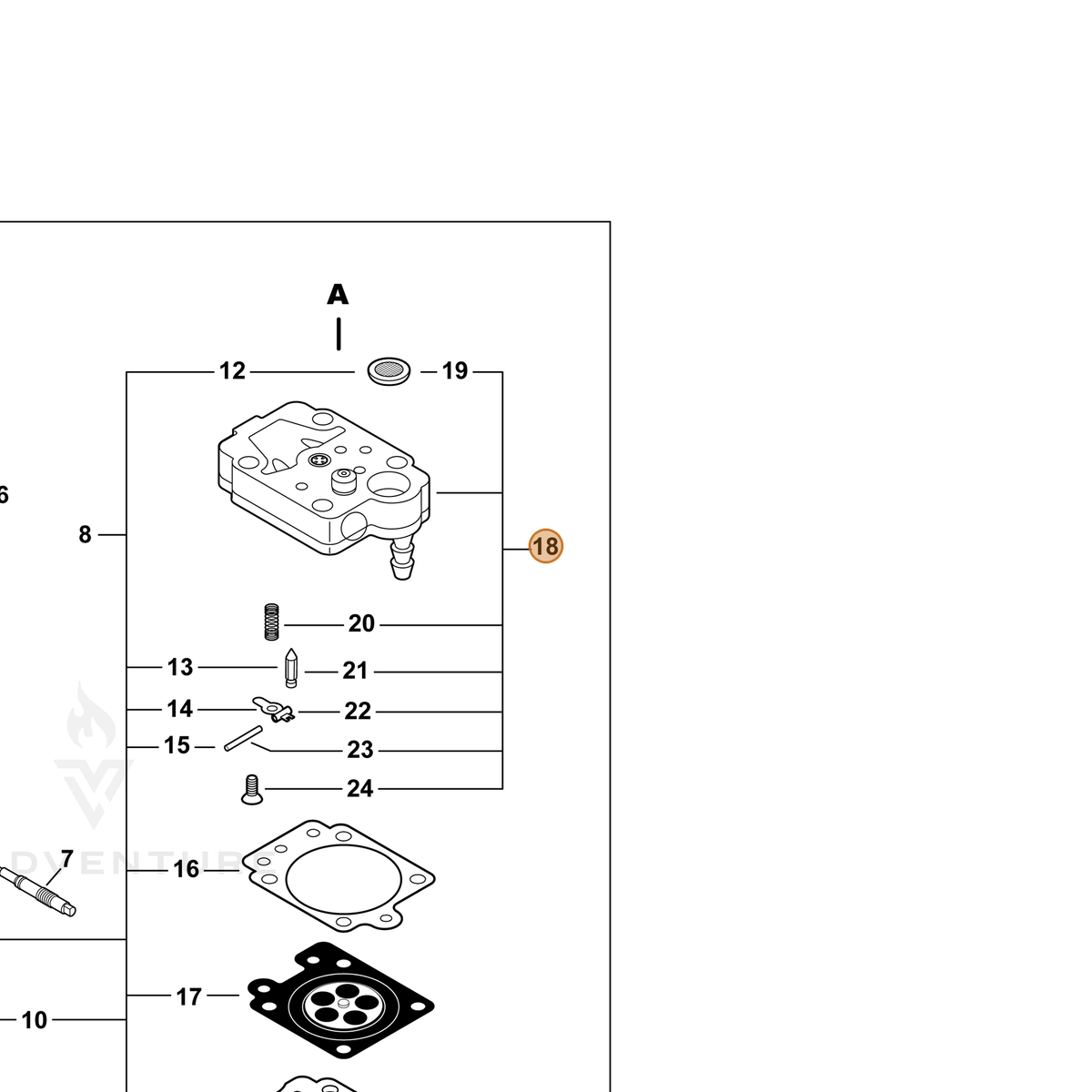 ECHO part P003005670 — IPL diagram snippet (6x zoom, amber highlight)