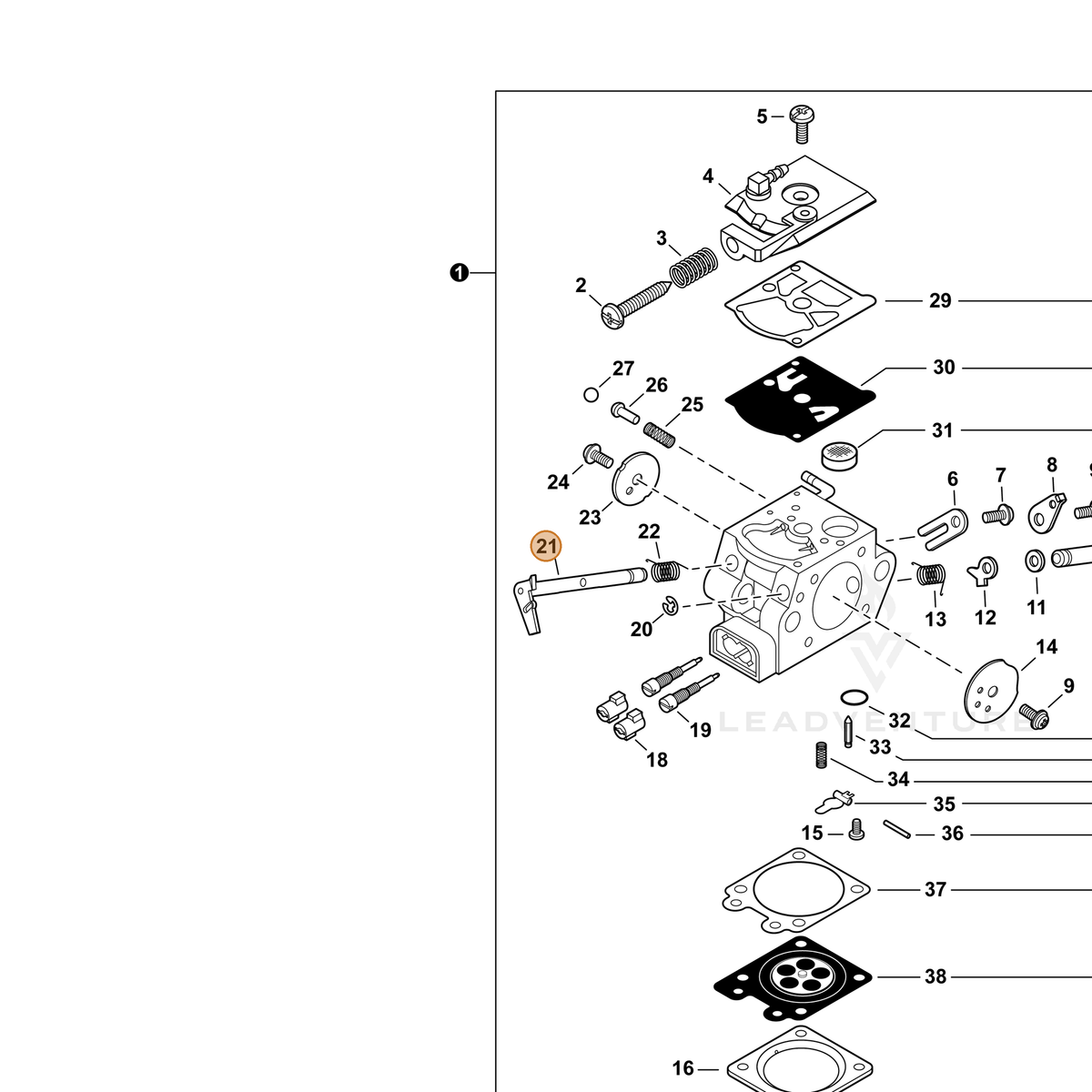 ECHO part P003005840 — IPL diagram snippet (6x zoom, amber highlight)