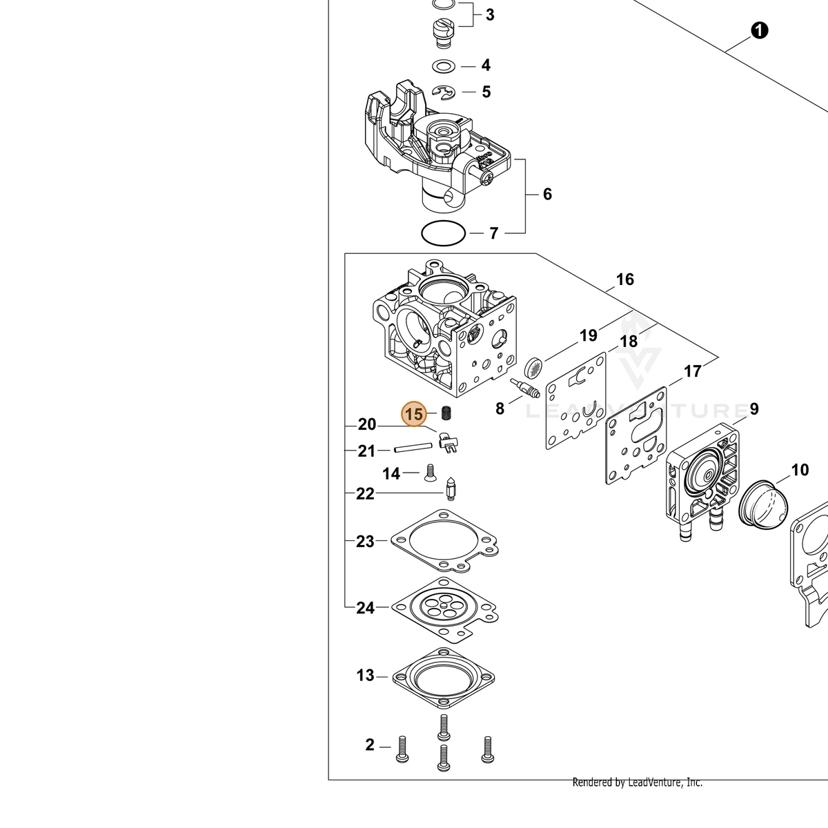 ECHO part P003005870 — IPL diagram snippet (6x zoom, amber highlight)