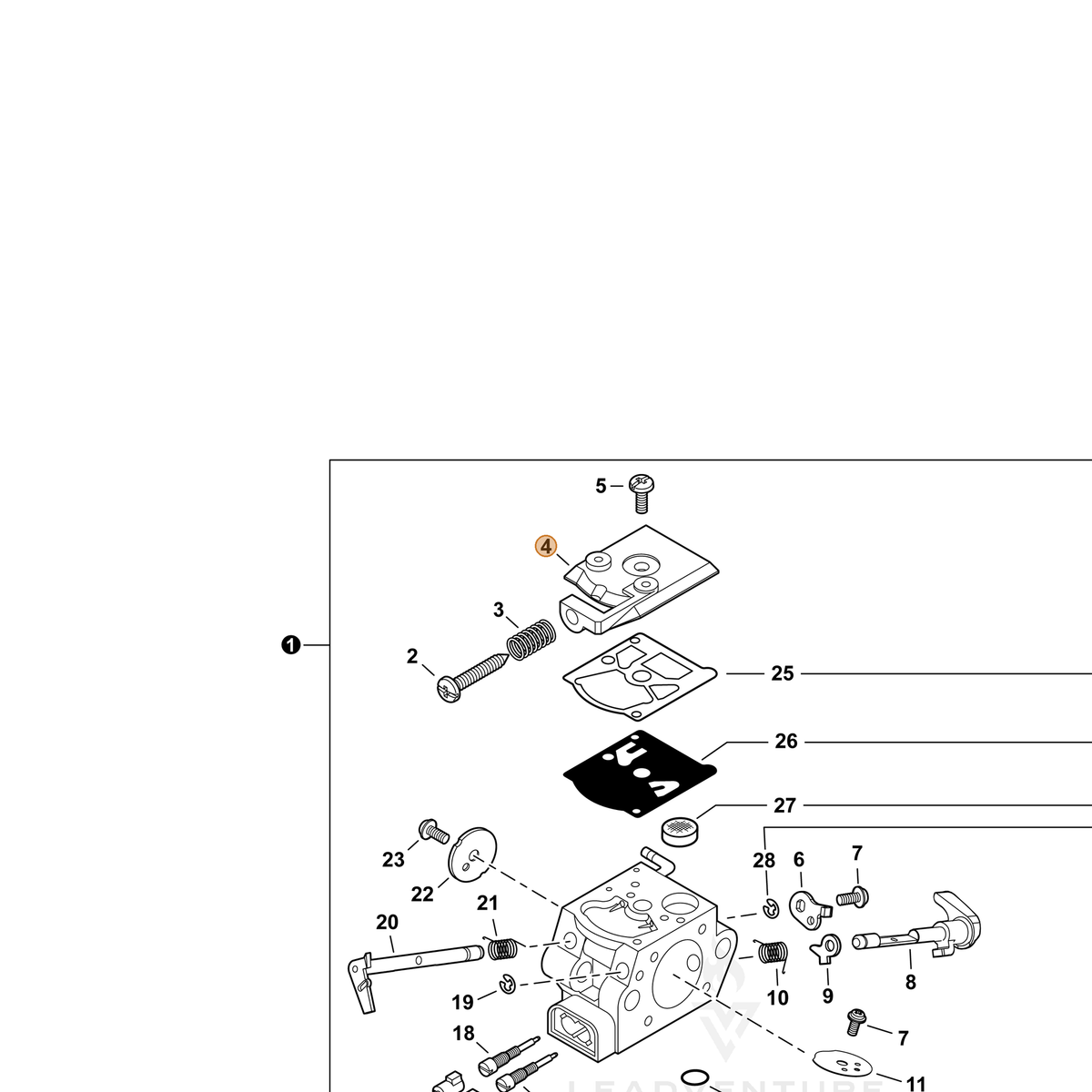 ECHO part P003005980 — IPL diagram snippet (6x zoom, amber highlight)