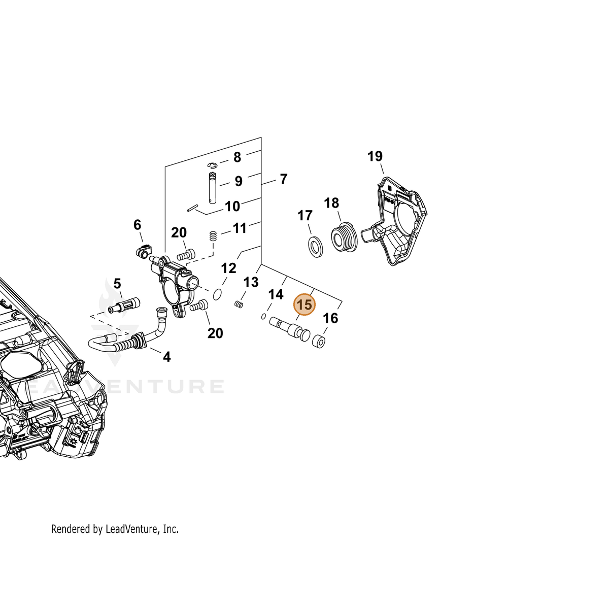 ECHO part P003005990 — IPL diagram snippet (6x zoom, amber highlight)