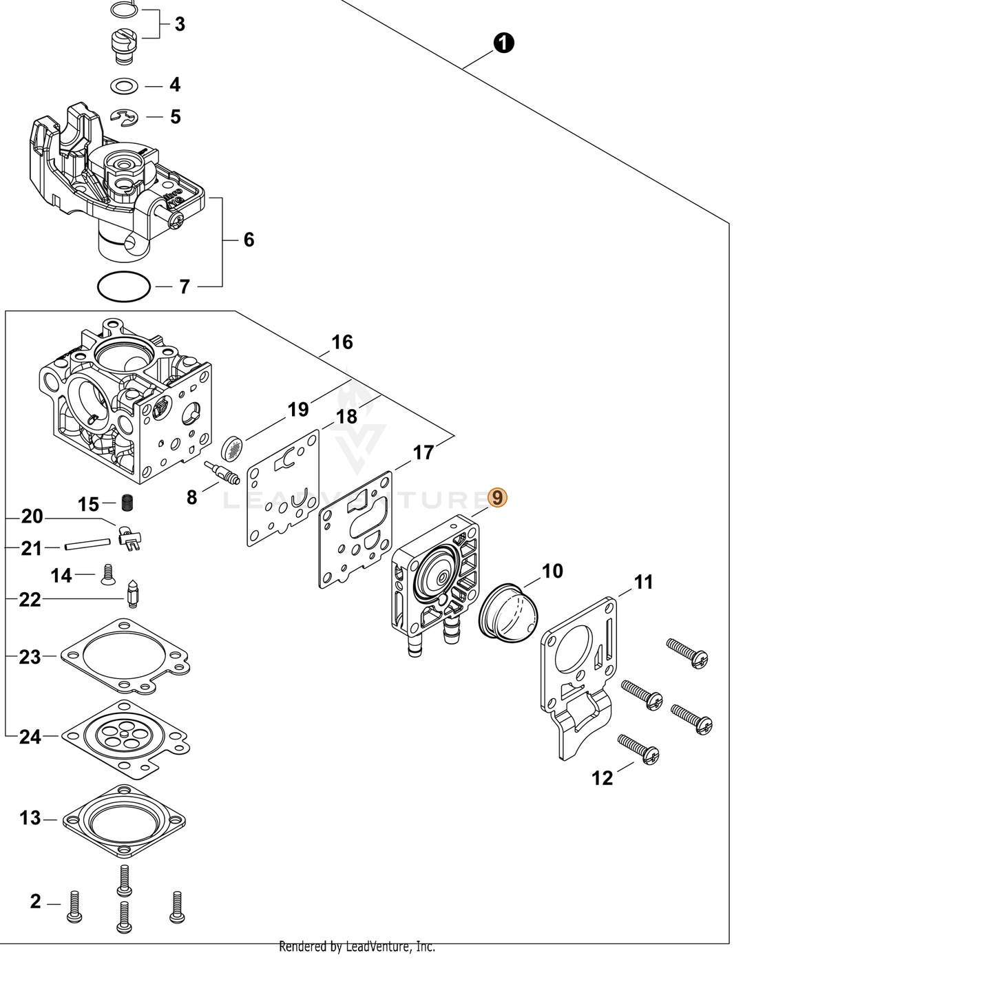 ECHO part P003006120 — IPL diagram snippet (6x zoom, amber highlight)