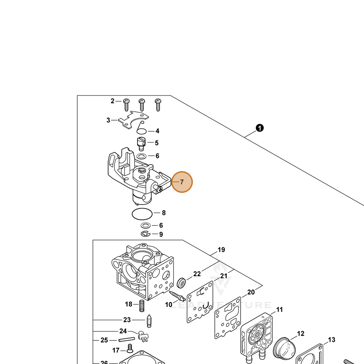 ECHO part P003006130 — IPL diagram snippet (6x zoom, amber highlight)