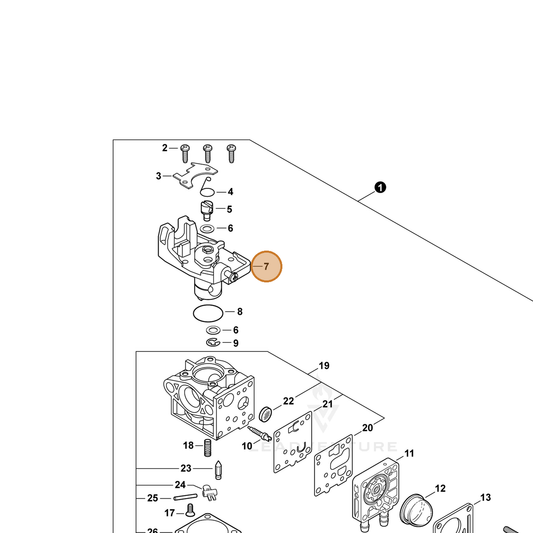 ECHO part P003006130 — IPL diagram snippet (6x zoom, amber highlight)