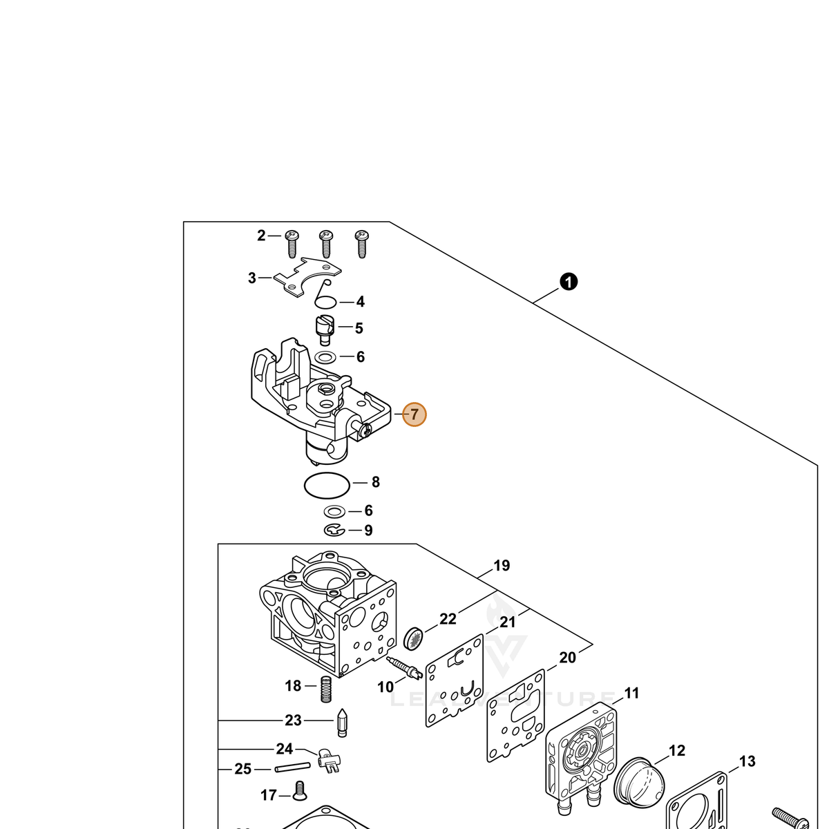ECHO part P003006140 — IPL diagram snippet (6x zoom, amber highlight)