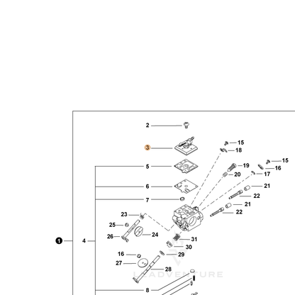 ECHO part P003006150 — IPL diagram snippet (6x zoom, amber highlight)