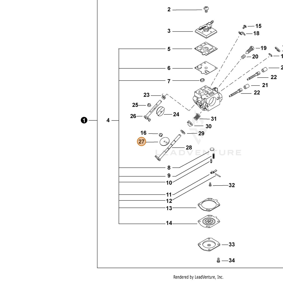 ECHO part P003006170 — IPL diagram snippet (6x zoom, amber highlight)