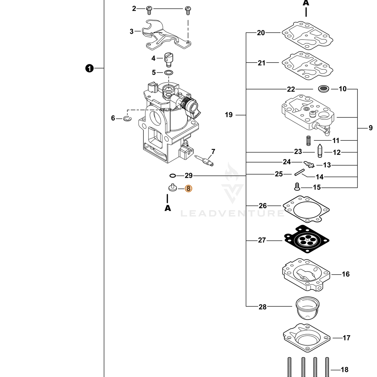 ECHO part P003006200 — IPL diagram snippet (6x zoom, amber highlight)