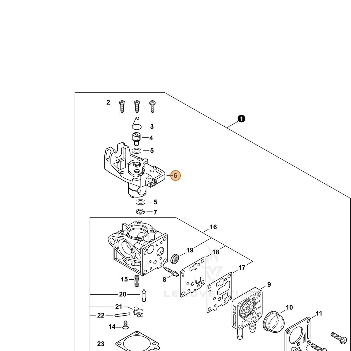 ECHO part P003006210 — IPL diagram snippet (6x zoom, amber highlight)