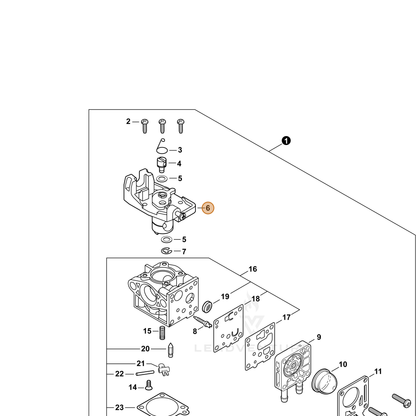 ECHO part P003006210 — IPL diagram snippet (6x zoom, amber highlight)